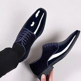 Joior Classic PU Patent Leather Shoes for Men Casual Business Shoes Lace Up Formal Office Work Shoes for Male Party Wedding Oxfords