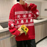 Joior Christmas Knitted Sweater for Men Sweaters Korean Clothes Men's Products Round Collar Autumn Knit Winter Male New