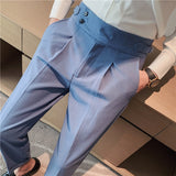 Joior Fall High Quality Business Casual Draped High-waist Trousers Men Stripes Formal Pants Male Formal Office Social Suit Pants