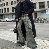 Joior Streetwear Vibe Distressed Washed Trousers Jeans Yellow Mud Dyed Zipper Split Slim Straight Jeans Men Retro Jeans Vintage Y2k