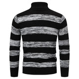 Joior Autumn Winter Fashion Stripe Sweaters High Neck Long Sleeve Thermal Pullovers Male Slim Pullover Stretch Knit Sweaters 3XL-S