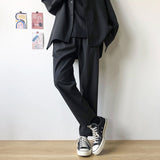 Joior New Cargo Pants Man Korean Drape Casual All-match Elastic Solid Color Loose Straight  Black Pants Men Streetwear Trousers