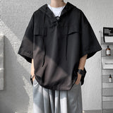 Joior 5 Colors Summer Hooded T shirt Men Korean Half Sleeve Pullover Streetwear Loose T-shirt Tops Drawstring Men Clothing 5XL-S