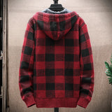 Joior Men's Fashion Jacket Coat Checkered Soft Sweater Y2K Clothing Streetwear Hoodies Fleece Wool Cashmere Windbreaker Cold Overcoat