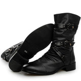 Joior Halloween Men's Leather Boots High Quality Biker Boots Black Punk Rock Shoes Men's Women's Tall Boots Size 38--48