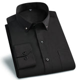 Joior Classic Men's Business Dress Shirts Casual Solid Button Down Wrinkle Resistant Non-iron Business Social Black