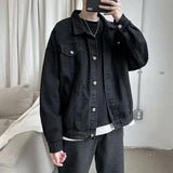 Joior Black Denim Short Jacket Men Turn Down Collar Bomber Jacket Jeans Coats Casual Pockets Overalls Streetwear Man Clothing Outwear