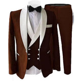 Joior 3 Piece Suits for Men Slim Fit Groom Wedding Tuxedos Shawl Lapel Jacket Business Formal Party Blazer Vest Pants Costume Homme