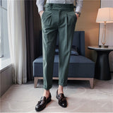 Joior Fall High Quality Business Casual Draped High-waist Trousers Men Stripes Formal Pants Male Formal Office Social Suit Pants