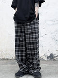 Joior Plaid Pattern Joggers, Men's Casual Loose Fit Waist Drawstring Pants For Spring Summer