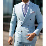 Joior Solid 2 Pieces Men Suits Set Fashion New Men's Formal Business/Wedding Groom Suits Peak Lapel Double Breasted Blazer Trousers