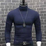 Joior Luxury Men's Casual Turtleneck T-Shirts Autumn and Winter Tops Slim Collar Full Sleeve Innerwear Undershirt Golf Wear Men Tee