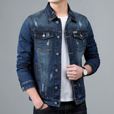 Jacket Men's Casual Cotton Black Denim Jaqueta Jeans Masculina  Slim Washed Retro Classic Blue Jeans Coat Male Men Clothing