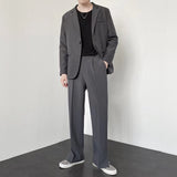 Joior Men Straight Casual Pants Summer New Korean Style Baggy Personality Slit Wide Leg Blazer Pants Trousers Male Streetwear