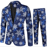 Joior New Men Christmas Suit 2 Piece Fashion Men's 3D Printed Dress Blazer Jacket and Pants Single Breasted Thin Set