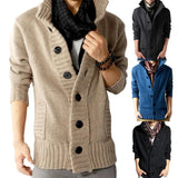 Joior Chic Knitted Cardigan Ribbed Cuff Long Sleeve Comfy Thickened Warm Men Cardigan Sweater