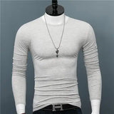 Joior Luxury Men's Casual Full Sleeve T-Shirt Autumn O-Neck Modal Base Shirt Slim Fit Solid Color Thin Korean Style Tee Undershirt Man