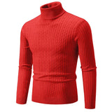 Joior black turtleneck outfit men Men's High Neck Sweater Solid Color Pullover Knitted Warm Casual Turtleneck  Mens  Knitted Sweater