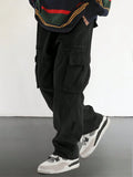 Joior Men's Drawstring Trendy Flap Pockets Cargo Pants