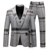 Joior Men Plaid 3 Piece Suit Set Blazer Vest Pants British Style Slim Double Breasted Wedding Dress Jacket Coat Trousers Waistcoat