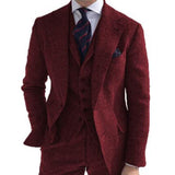 Joior Gray Wool Tweed Winter Men Suit's For Wedding Formal Groom Tuxedo Herringbone Male Fashion 3 Piece (Jacket +Vest +Pants+Tie)