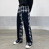 Joior 2024 Fashion Elegant Plaid Splicing Design Casual Pants Men's Trendy High Street Original Straight Tube Trousers