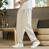 Joior Summer Men's Trousers Cotton Linen Fashion Casual Pants Solid Color Breathable Loose Shorts Straight Pants Streetwear M-5XL