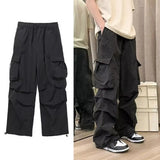 Joior Regular Fit Men Pants Street Style Men's Cargo Pants with Multiple Pockets Loose Fit Elastic Waist for Hip Hop Fashion