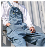 Joior Overalls Men Denim Jumpsuit Straight Jeans Hip Hop Big Pocket Wide Leg Cargo Pants Fashion Casual Loose Male's Rompers Trousers