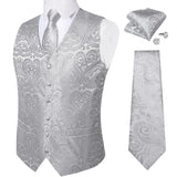 Joior Black Paisley Blue Suit Vest Neck Tie Set Pocket Square Cufflinks Men's Wedding Waistcoat Luxury Tuxedo Vests Men Gilet