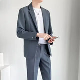 Joior S-5XL High Quality Men's Suit Gentlemen Simple Business Casual Fit Suits 2 Pieces Set Classic Solid Color Jacket Blazer Pants