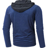 Joior Men Cozy Hoodies Sweatshirts Long Sleeve Solid Patchwork Single Breasted Drawstring Lightweight Casual Street Home Clothing