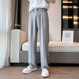 Joior Spring Summer Men Suit Pants Wide Leg Long Drape Trousers Fashion Streetwear Clothing Solid Stretch Waist Oversize Pants Black