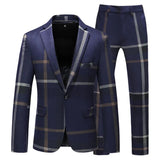 Joior Men Plaid 3 Piece Suit Set Blazer Vest Pants British Style Slim Double Breasted Wedding Dress Jacket Coat Trousers Waistcoat