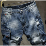 Joior Summer Korean Luxury Washed Solid Ripped Shorts High Quality New Short Pants Fashion Casual Distressed Blue Designer Jeans Men