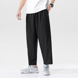 Joior Men's Summer Thin Casual Pants Japanese Loose Ice Silk Wide Leg Pants Quick-drying Sports Pants Black Gray 3XL 4XL 5XL