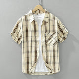 Joior Fashion Plaid Short Sleeve Shirts for Men 2024 Summer New Plus Size Casual Loose Cotton Shirts