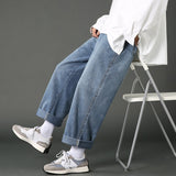 Joior New Street Casual Baggy Jeans Men's Korean Fashion Hip Hop Straight Wide Leg  Trousers Couple Denim Pants Black Light Blue