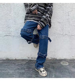 Joior Hip Hop Jeans Men Fashion Pocket Blue/Black Baggy Jeans Mens Streetwear Loose Hip Hop Straight Cargo Denim Pants Mens Trousers