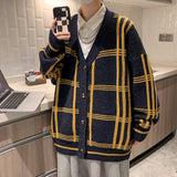 Joior British Retro Cardigan Sweater New Korean Harajuku Academic Knitted Sweater Pullover Hip Hop Streetwear Loose Knitwear Tops