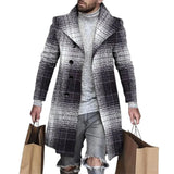 Joior Autumn Winter Men's Single Breasted Woolen Overcoat Plaid Print Male Long Thicken Windbreaker Fashion Causal Coat Outerwear Men