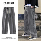 Joior New Korean Fashion Loose Jeans Classic Straight Straight Baggy Wide Leg Trousers Street Hip Hop Pants 3XL Black Grey Blue