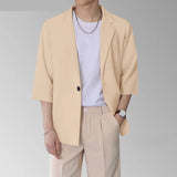 Joior Casual Simple Style Tops Mens Solid All-match Blazer Streetwear Stylish Male Hot Sale Short Sleeve Suit Coats S-5XL