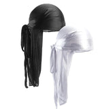 Joior 2PCS/LOT Unisex Men Women Satin Breathable Silky Durag Long Headwear