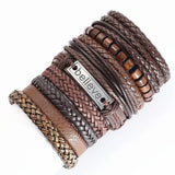 Joior 10 Pcs/set Black Wrap Woven New Fashion Handmade Men Bracelets Male Women Leather Bracelets Men Bangle Jewelry Gift