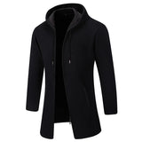 Joior Men's Fleece Long Cardigan Autumn Winter Knitting Jacket Solid Color Hooded Sweater Coat Plush Padded Outwear Fashion