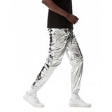 Joior Mens Shiny Silver Metallic Jogger Sweatpants Hip Hop Wet Look Trousers Men Club Party Festival Prom Streetwear Pantalones Hombre