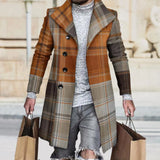 Autumn Winter Men's Single Breasted Woolen Overcoat Plaid Print Male Long Thicken Windbreaker Fashion Causal Coat Outerwear Men