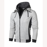 Joior Men Hoodie Coats Autumn Winter Double Zip Pocket Long Sleeve Zip Cardigan Sweatshirt Male