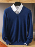 Men's Cashmere Sweater V-Neck Pullovers Knit Large Size Winter New Tops Long Sleeve High-End Jumpers